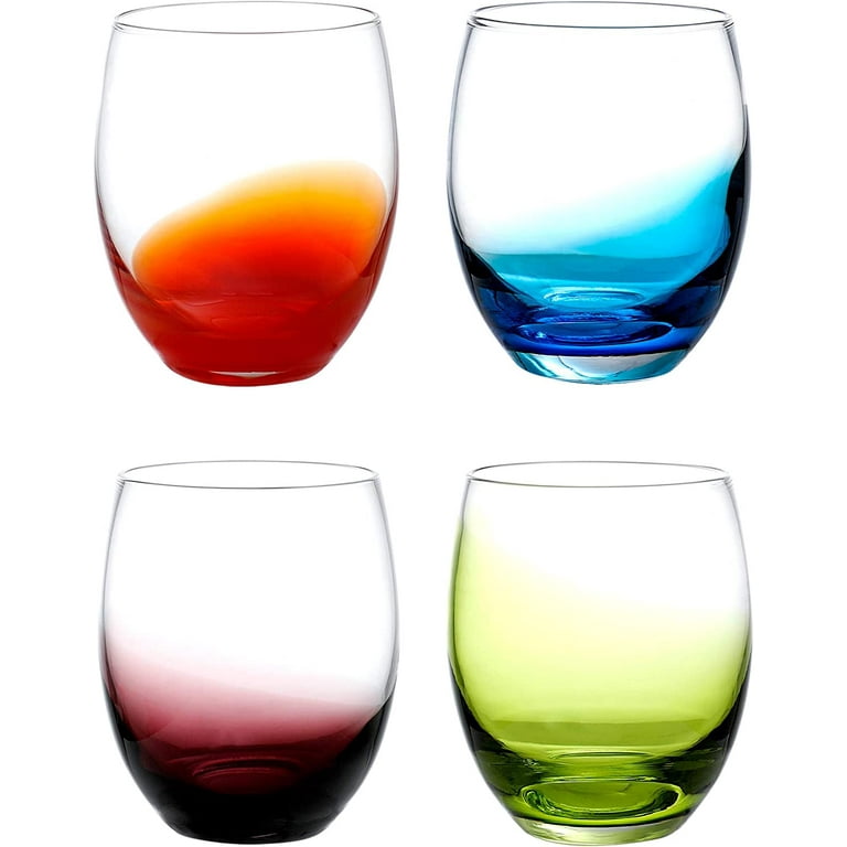 Whole Housewares  Colored Glass Drinkware 12 Ounce Water Glasses