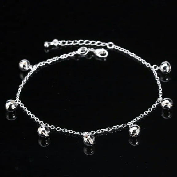 QQTDFG 925Sterling Silver 7 Small Bells Women Fashion Anklets Chains Bracelet 10"-default