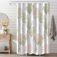 thumbnail image 3 of Sage Green Eucalyptus Shower Curtain, Green and Pink Shower Curtain Set for Bathroom Waterproof Pink Floral Shower Curtain Set with Hooks, 72x72 Inch, 3 of 6