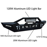 Vijay Compatible with 2018-2019-2020-2021-2022-2023-2024-2025-2026 Jeep Wrangler JL Front and Rear Bumper Textured Black Steel with Lights and D-rings