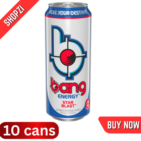Bang Energy Star Blast, 10 Pack (16 fl oz Cans), Sugar-Free Performance Energy Drink