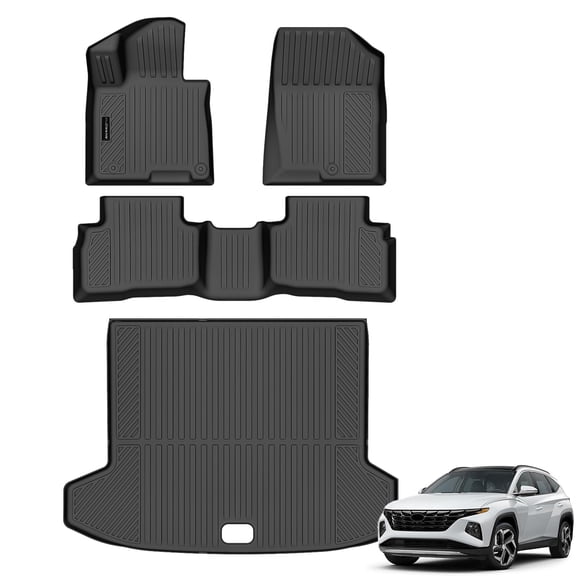 Auxko All Weather Floor Mat & Cargo Mat Fit for 2022-2026 Hyundai Tucson Hybrid(Not PHEV) TPE Liner Tucson Accessory Set All Season Odorless Anti-Slip Floor Liner