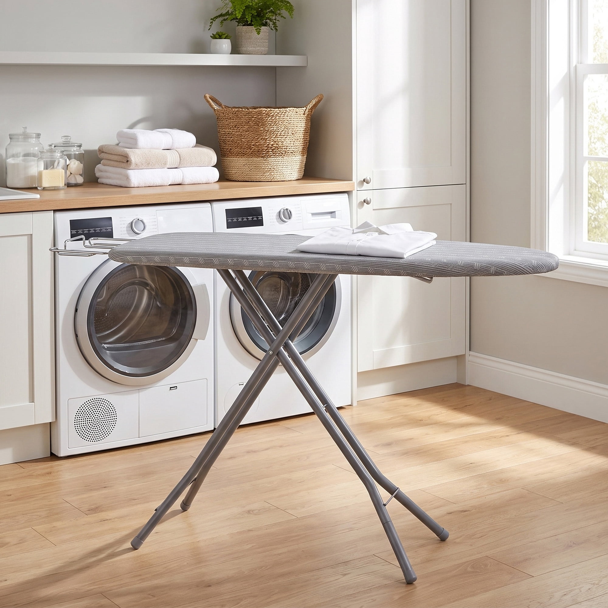 Ledrem Foldable Ironing Board, Height Adjustable, 43" x 13", Gray