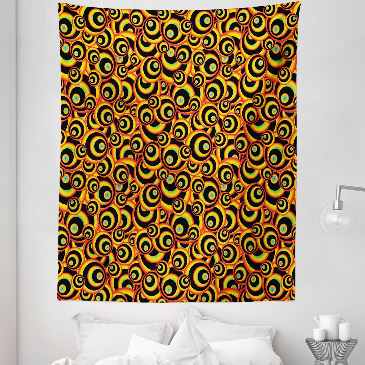 Abstract Tapestry, Spiral Round Colorful Disc Shaped Geometric Forms ...