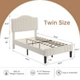 thumbnail image 5 of VECELO Set of 2 Twin Bed Frames, Modern Upholstered Platform Bed Frame with Flannel Fabric Adjustable Headboard, No Box Spring Needed, Beige, 5 of 7