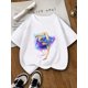 thumbnail image 1 of Camiseta estampada de niña con leotardo azul: suave, elástica, con cuello redondo y manga corta para niñas, top informal de verano para exteriores, ajuste cómodo para edades de 7 a 1 año., 1 of 6