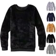 thumbnail image 2 of Oversized Fuzzy Knit Sweatshirts for Women Long Sleeve Crew Neck Casual Pullovers Fall Fashion Trendy Loose Solid Color Tops, 2 of 9