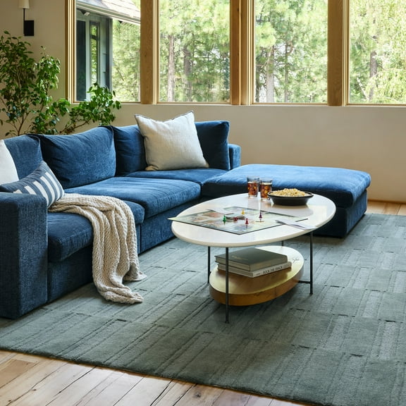 Rugs USA Starke Checked Wool Area Rug, 5' x 8', Starke Hunter Green