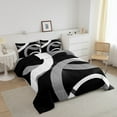 thumbnail image 3 of Erosebridal Geometric Round Bedding Twin Comforter Set,Black Grey Down Comforter,Abstract Artwork Bedding Sets Twin with Comforter,Lightweight Circle Room Decor,Reversible,3pcs, 3 of 8