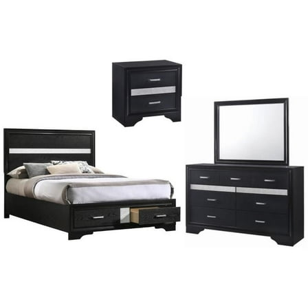 Home Square 4-Piece Set with Full Storage Bed Nightstand Dresser & Mirror