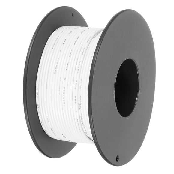 28AWG Stranded Wire PVC Hookup 30M/98ft White, Electrical Wire UL1007 Spool