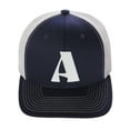 thumbnail image 2 of Daxton Baseball Trucker Hat 3D Capital Alphabet Letters Structured Mid Profile Cap, Navy White Hat, White Letter A, 2 of 2