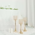 thumbnail image 6 of Efavormart Set Of 3 | Gold Crystal Beaded Goblet Votive Candle Holder Centerpieces, Tea Light Candle Stands - 18", 16", 14", 6 of 11