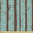 thumbnail image 2 of Ambesonne Forest Fabric by the Yard Upholstery, Birch Tree Silhouettes, 1 Yard, Pale Blue Maroon Cream, 2 of 5