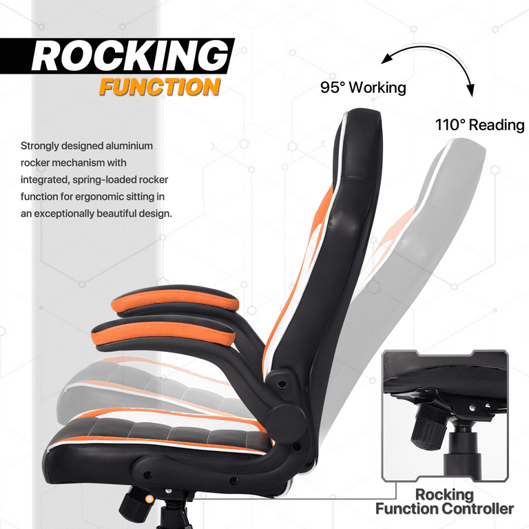 MoNiBloom Swivel PC Game Chair PVC Mat, High-Back with