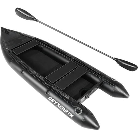 Oryxearth 10.8ft Inflatable Dinghy Boat for Adults, Heavy Duty Inflatable Fishing Pontoon Skiff Boats Sport Tender Rescue Raft with Paddle, Aluminum Alloy Seats, Pump, Fin