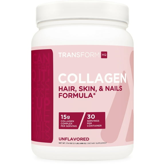 TransformHQ Beauty Collagen (30 Servings) Unflavored - Hair, Skin, & Nails Formula