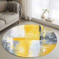 thumbnail image 3 of Gray Yellow Abstract Round Area&nbsp;Rug 4ft Watercolor Graffiti Non-Slip&nbsp;Washable Circle Rugs Soft Felt Indoor Floor Mat for Bedroom Kitchen Living Room Bathroom, 3 of 9