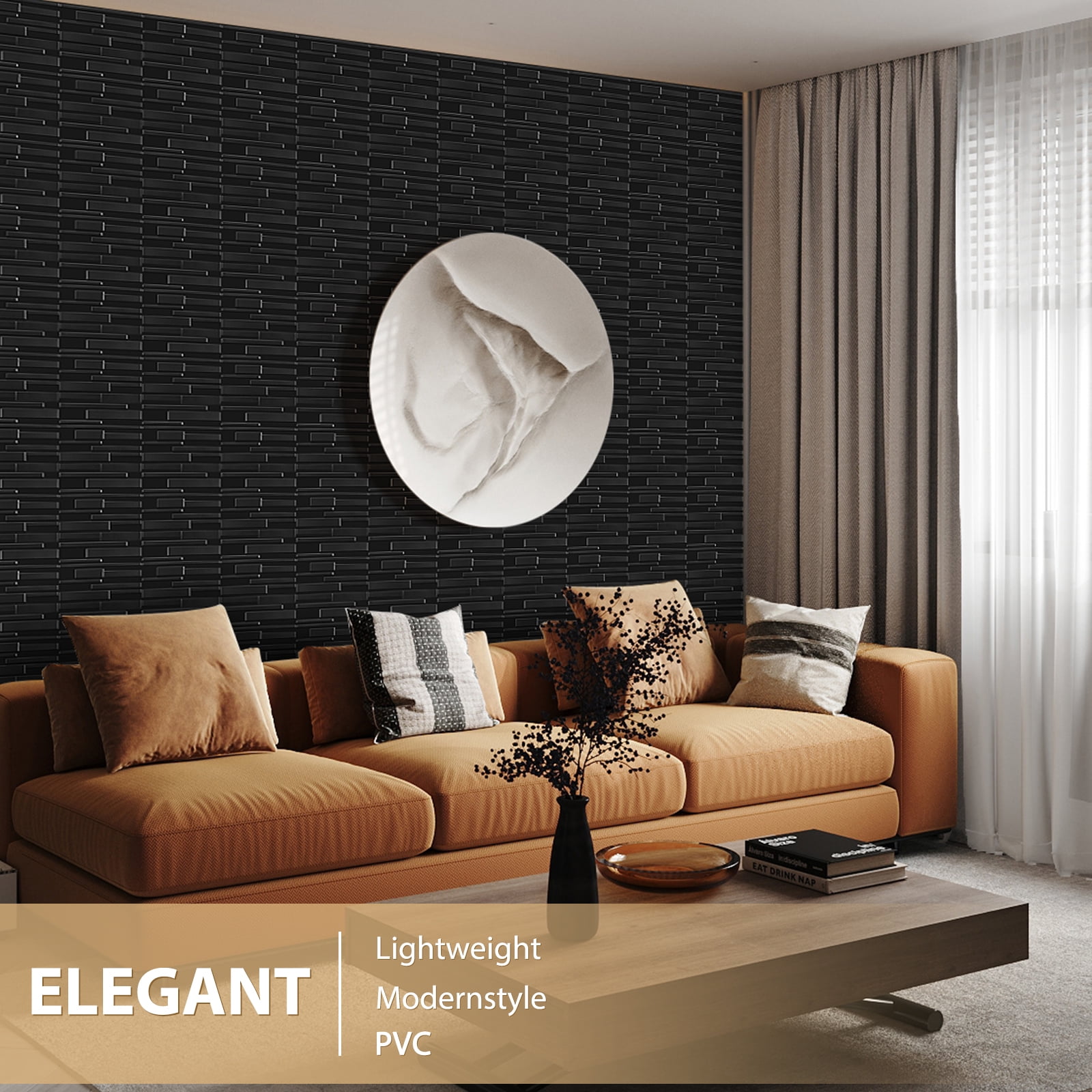 30Pack 3D Wall Panels for Interior Wall Dcor Black 11.8"*11.8" Covering Panels, PVC Textured 3D Wall Tile for Living Room, Bedroom DIY Interior Dcor