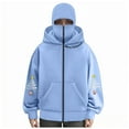 thumbnail image 4 of TTUHYWXI Christmas Balaclava Hoodie Zipper Winter Hoodies for Men Women Trendy Double Layer Hooded Sweatshirt Fleece Zip Jacket (Sky Blue, M), 4 of 4