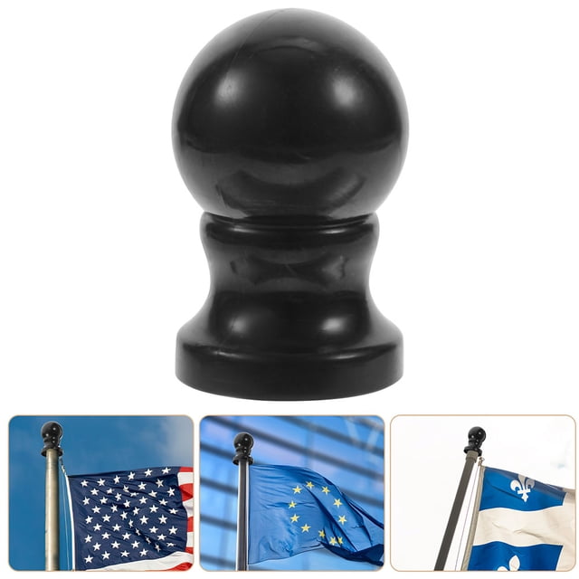 FESTFENDS 2Pcs Black Rotating Flag Pole Ball Topper Decorative Flagpole Finial Cap for Indoor and Outdoor Use