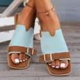 thumbnail image 2 of Summer New Plus-size One-line Buckle Matching Color To Wear Beach Sandals Summer Sandals Blue 36, 2 of 8