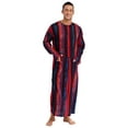thumbnail image 4 of Mufeng Men's Thobe Muslim Loose Fit Stripe Robe Islamic Robe Multicolor Arabic Thobe with Pocket Red XL, 4 of 6