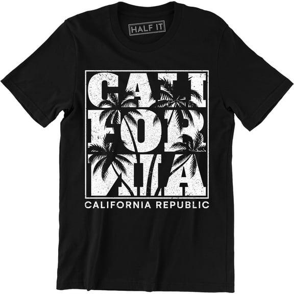California Republic State Summer West Side Cali Men's Black Tee Shirt