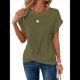 thumbnail image 1 of Camisetas para Mujer, Camisetas Informales con Mangas Murciélago Lisas y Dobladillo Cruzado, Camisetas Ajustadas A Verde Oliva M, 1 of 7