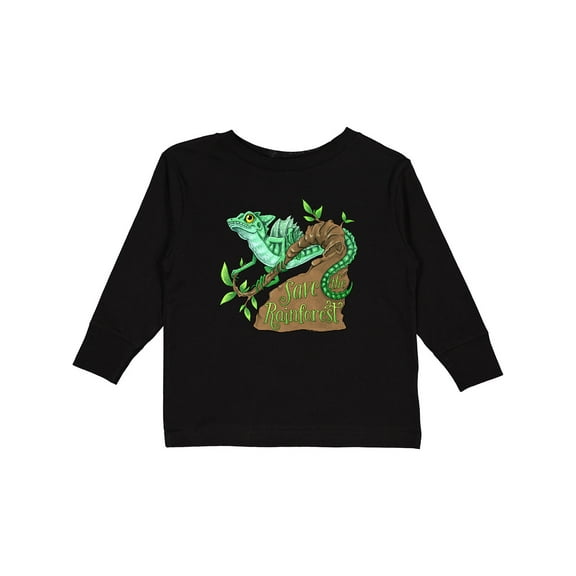 Inktastic Save the Rainforest with Basilisk Lizard on a Tree Boys or Girls Long Sleeve Toddler T-Shirt
