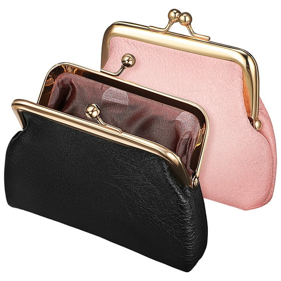 SENSETH 2Pcs Small PU Leather Coin Bag with Clasp for Women