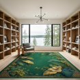 thumbnail image 2 of ODIKA 9'x12' Washable Area Rug Palm Leaf Botanical Chinoiserie Garden With Tropical Trellis Border for Great Room, Indoor Concept, Large Living Low Pile, Flatwoven, 2 of 7