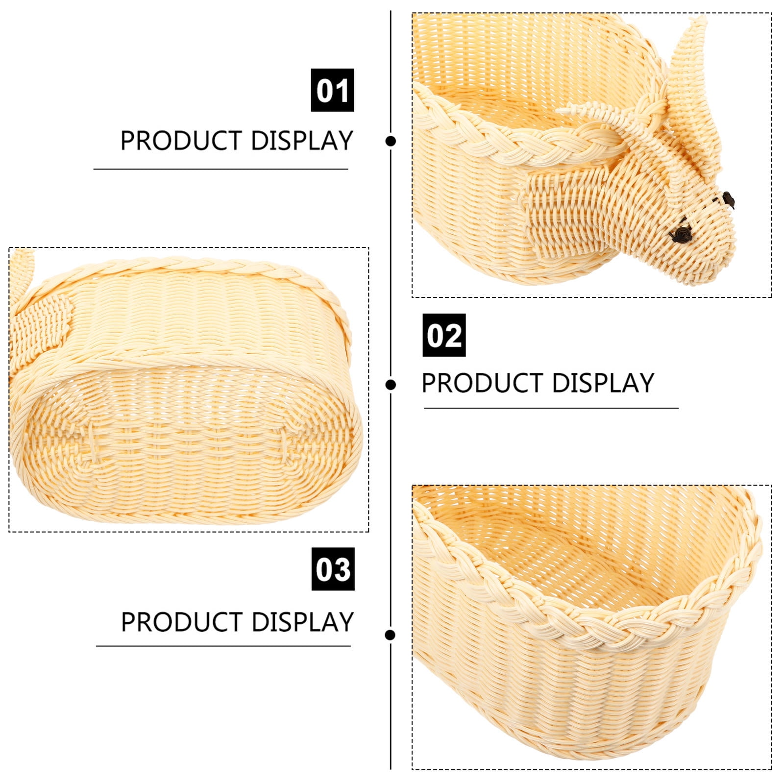 COSMOBETTY Rabbit Shaped Rattan Woven Basket Beige L Size for Easter Celebration 1Pack