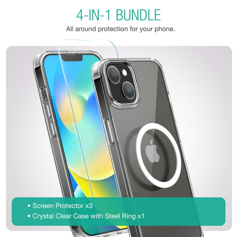XClear (4 in 1 Bundle) For iPhone 14 Plus : 3-Pack Screen Protector & 1pc  Clear Case - Clear 