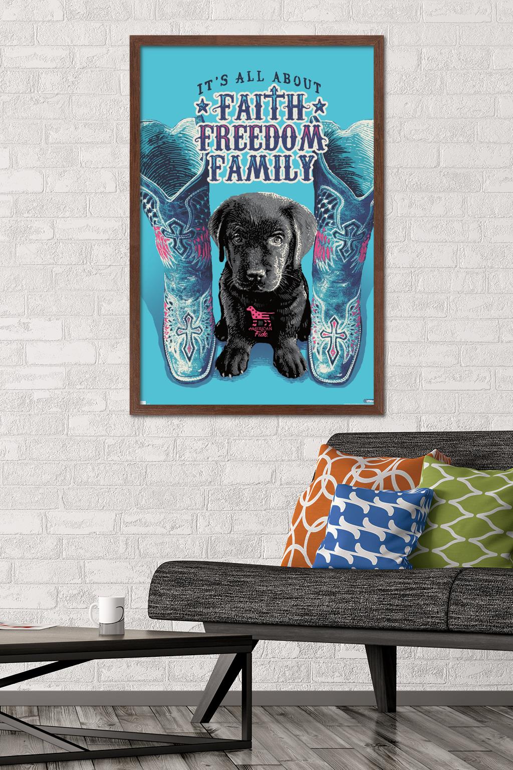 Jim Baldwin - Faith, Freedom, Family Wall Poster, 22.375" x 34" Framed