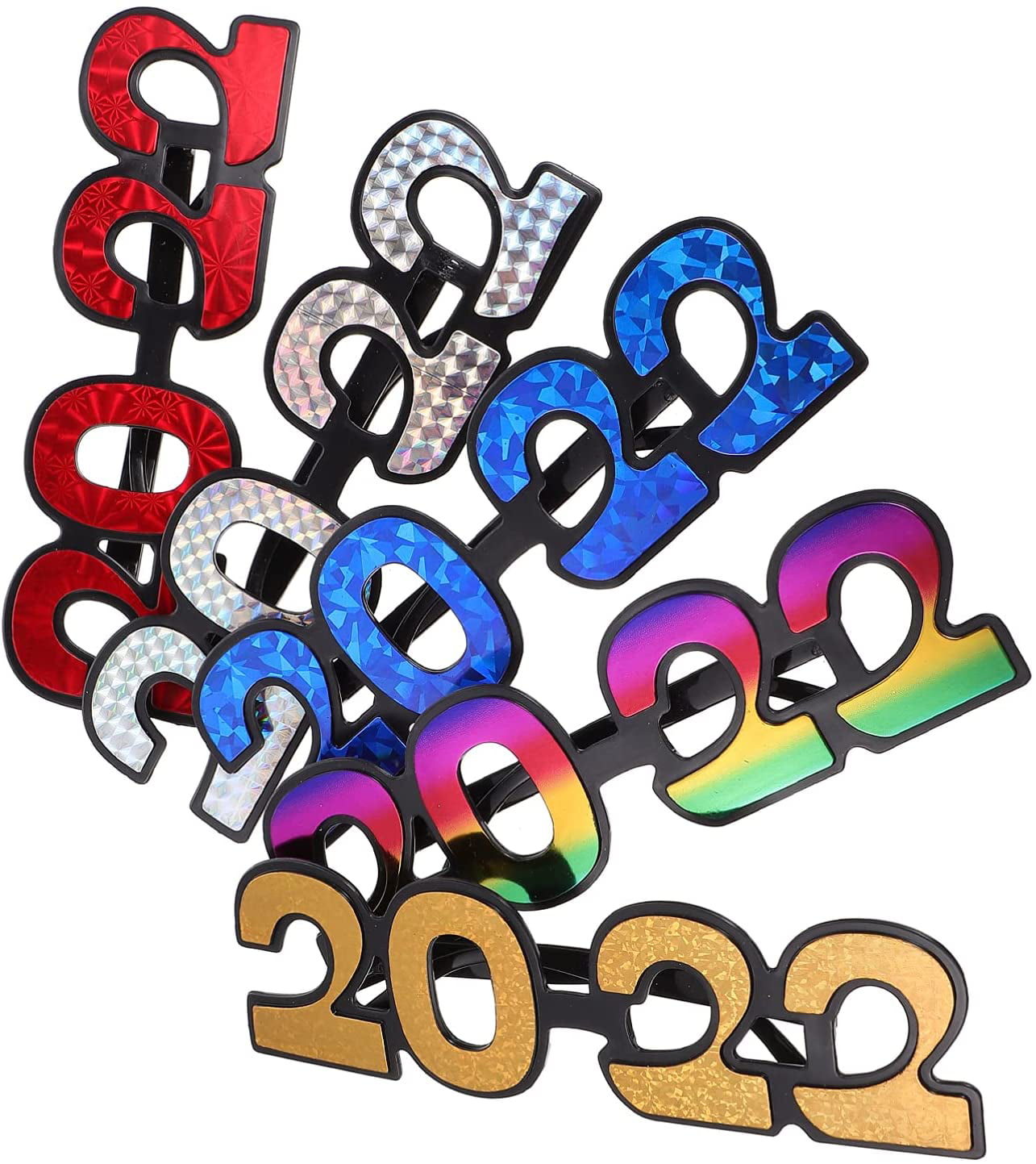VALICLUD 2022 Happy New Year Glasses Frames Fancy New Year Party Glasses Celebration Party Favor for New Years Eve Party 