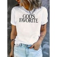 thumbnail image 1 of Camiseta De Verano Para Mujer, Moda Informal, Ropa Cómoda, Camisetas De Manga Corta MSimple English Favorite God Pattern Printing Women'S Fashion Trend Round Neck Short Sleeve, Simple Casual Sports, 1 of 6