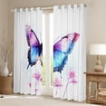 thumbnail image 2 of Manfei Blue Butterfly Print Curtains Pack of 2 (42x84 Each), Romantic Floral Flower Curtains Blackout, Cartoon Dreamy Animal Bedroom Curtains, Curtains Blackout Room Decor, 2 of 6