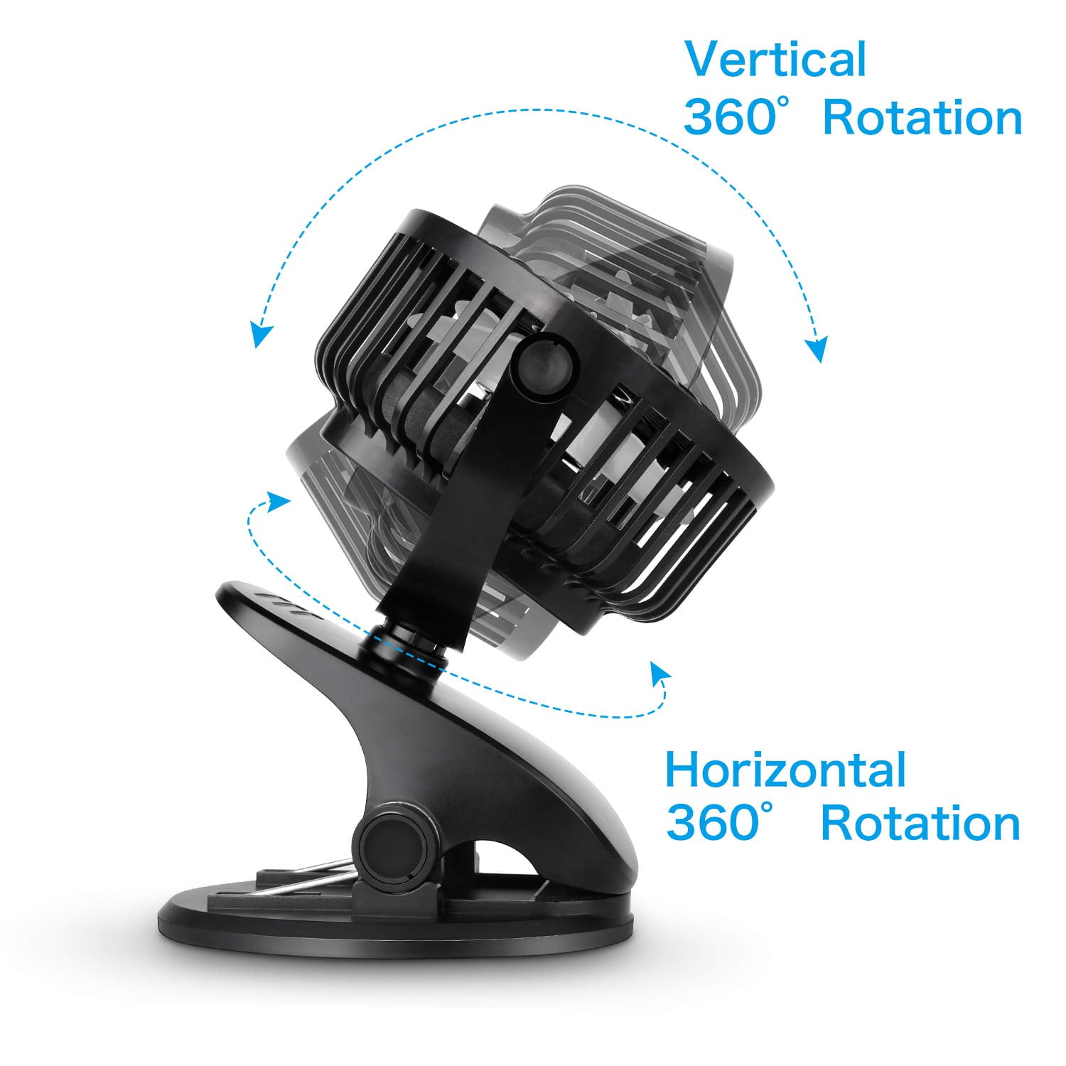 SkyGenius Rechargeable Mini Fan Battery Operated Clip on Desk Fan Baby Stroller Fan, Black