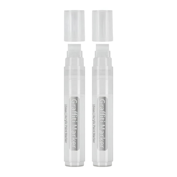 CCOCC 2pcs Marker Paint Marker 15mm Wide Tip Large Acrylic Paint Pens for Drawing DIY Crafting Writing and Drawing White