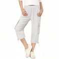 thumbnail image 2 of Posijego Teens Girls Capri Pants High Waisted Multiple Pockets Capris Summer Causal Outdoor Hiking Travel Cropped Pants, 2 of 7
