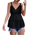 thumbnail image 4 of Fashion Women's Summer Casual V Neck Ruffles Solid Color Tops Sling Vest, 4 of 9