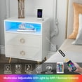 Hommpa LED Nightstand, Modern Bedside Table, 2 USB Ports, 2 AC Outlets