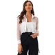 thumbnail image 1 of Blusa delantera con botones para mujer, dobladillo con lazo, cuello en punto, malla, camisa de manga larga transparente, top Blanco S, 1 of 2