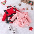 thumbnail image 5 of Douhoow Baby Christmas Romper Dress Infant Girl Long Sleeve Christmas Tree Print Jumpsuits with Headband, 5 of 9