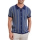 thumbnail image 1 of Polo de punto a rayas INSPIRE CHIC para hombres, camisetas de polo de manga corta con botones, jacquard, talla L, azul oscuro, 1 of 6