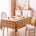 thumbnail image 3 of Plaid Fall Tablecloth Thanksgiving Rectangle 60x84 Inch, Yellow Table Cloths Autumn Decorations, Polyester Fabric Table Cover for Harvest Party Dining Farmhouse Kitchen Decor, 3 of 6