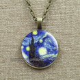 thumbnail image 4 of Collar de pinturas al óleo de Arte de Van Gogh para mujer, joyería de cabujón de vidrio, colgante de girasol de cielo nocturno estrellado, regalos de amante para niña, 4 of 4