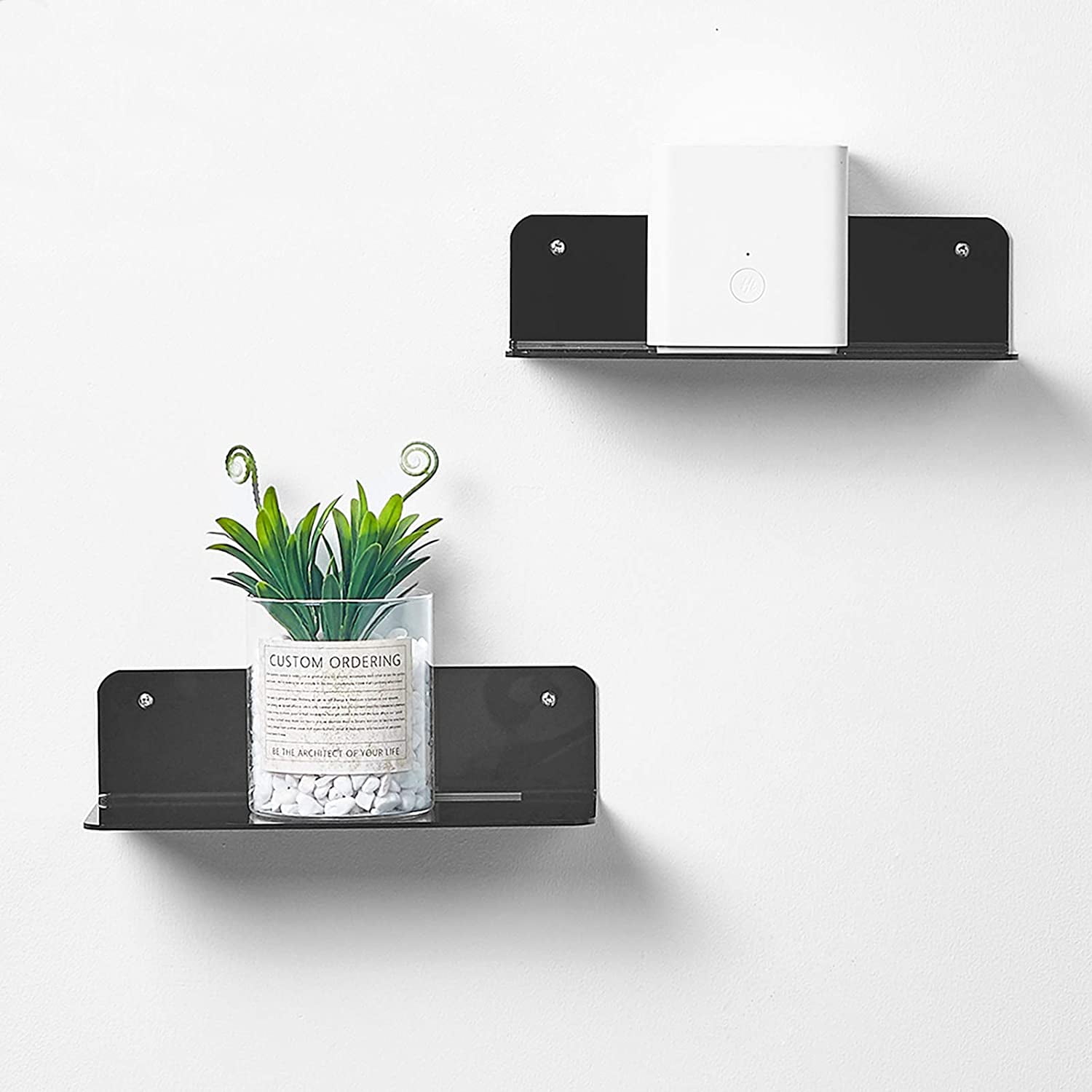 Acrylic Floating Wall Shelves Set of 2, Flexible Use of Wall Space