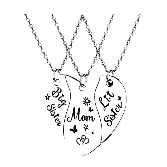DESIGNICE 3-Piece BFF Heart Puzzle Necklace Set in Silver,for Girls and Best Friends